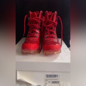 Moncler Helis Red Ankle Boots
